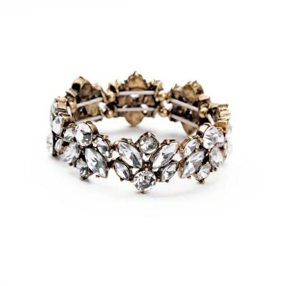 Jigdaliag Jewelry - Flower Crystal Vintage Gold Statement Bracelet